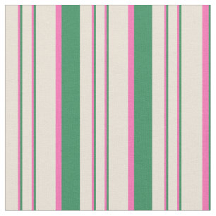 Sea Green, Hot Pink & Bisque Lines Pattern Fabric