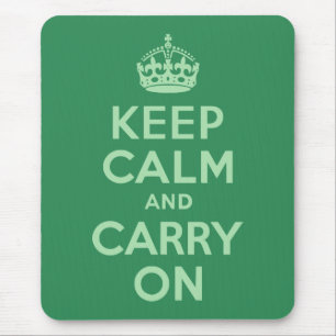 Sea Green Keep Calm and Carry On Mouse Mat