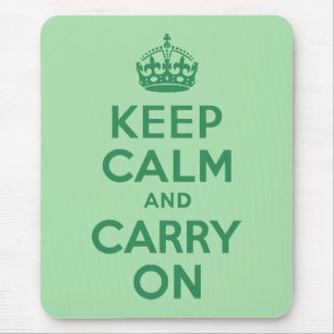 Sea Green Keep Calm and Carry On Mouse Mat