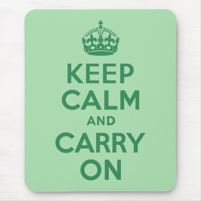 Sea Green Keep Calm and Carry On Mouse Mat (Front)