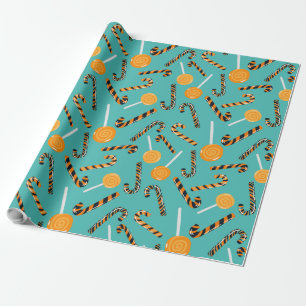 Sea green lollipop and sticks pattern wrapping  paper