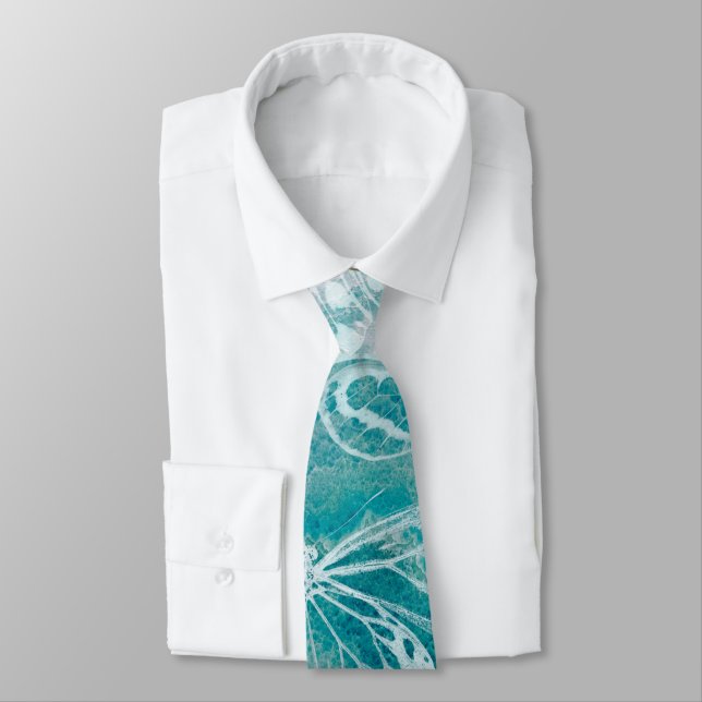 Sea green marble butterflies tie (Tied)