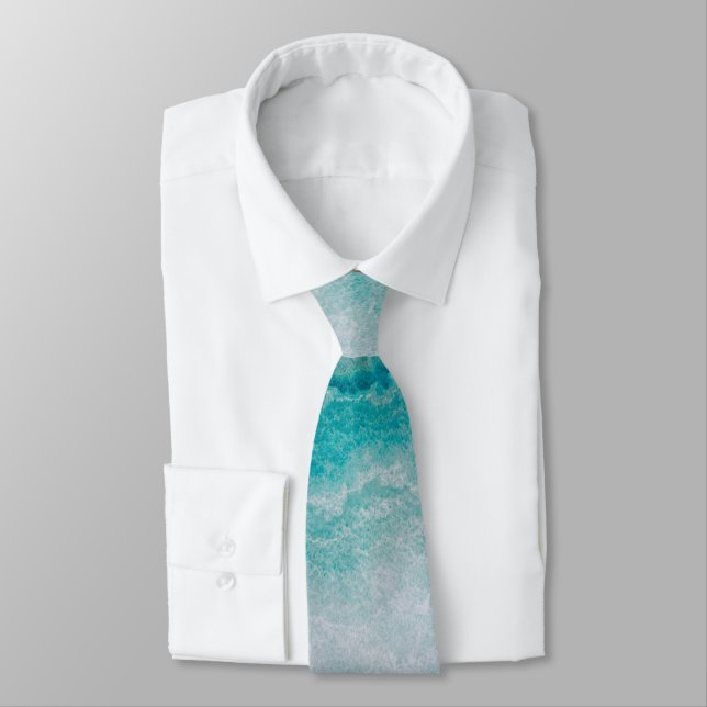Sea Green Marble Texture Tie (Tied)