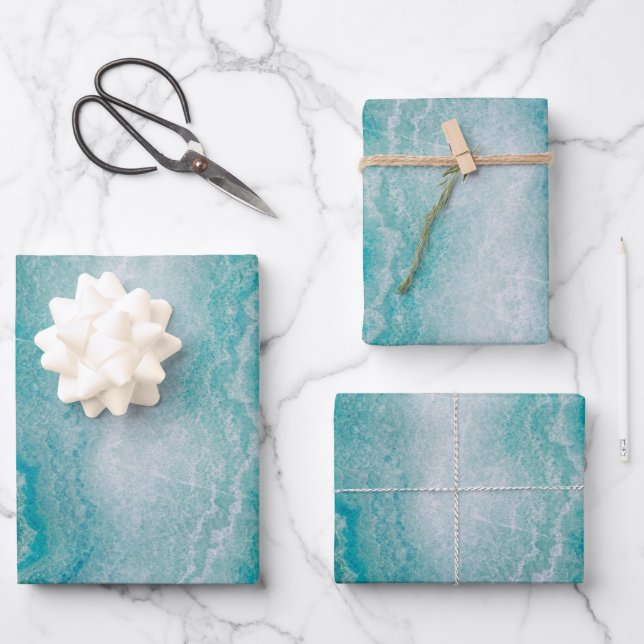 Sea Green Marble Texture Wrapping Paper Sheet (Front)