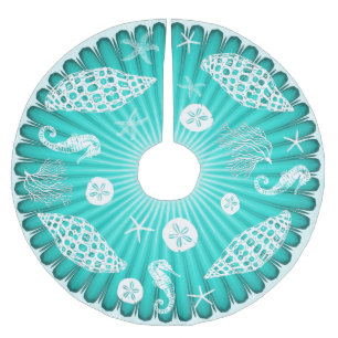 Sea Green Marine Life Tropical Christmas Brushed Polyester Tree Skirt