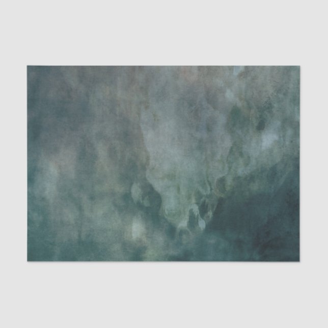 Sea green metallic flame textured distressed tissue paper (Front)