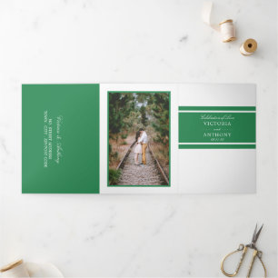 Sea Green Modern Wedding Suite Tri-Fold Invitation