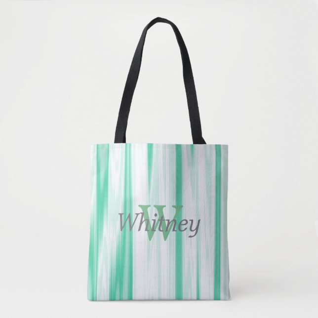Sea Green Monogram Tote Bag (Front)
