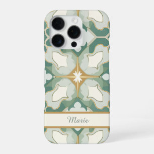 Sea Green Moroccan Tile Personalised iPhone 16 Pro Case