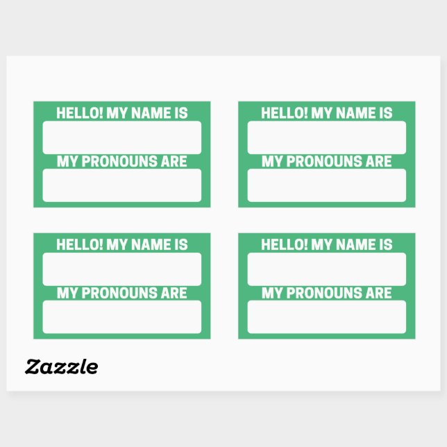 Sea Green Name & Pronoun Labels (Sheet)