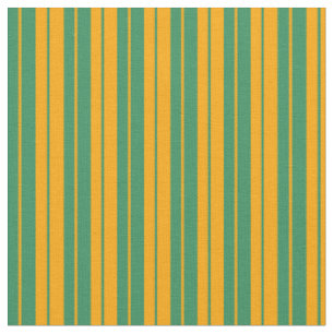 Sea Green & Orange Coloured Pattern of Stripes Fabric