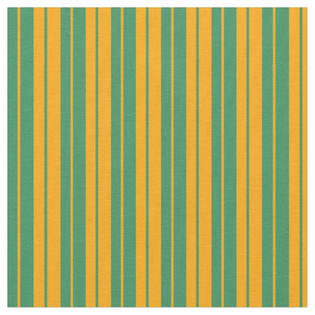 Sea Green & Orange Coloured Pattern of Stripes Fabric (Close Up)