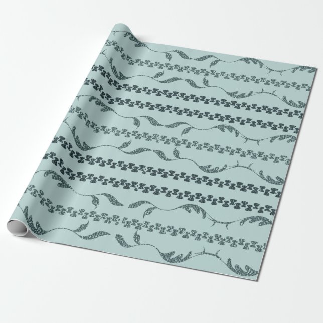 Sea Green Pattern Wrapping Paper (Unrolled)