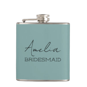 Sea Green Personalised Bridal Hip Flask