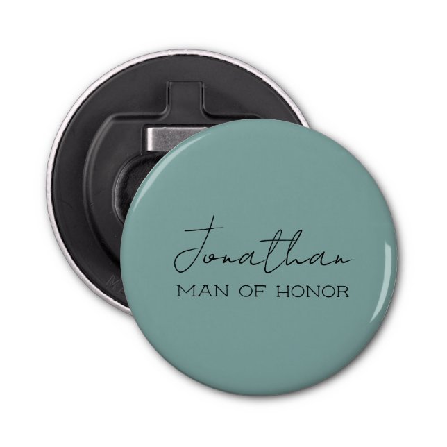 Sea Green Personalised Man of Honour Bottle Opener (Front)