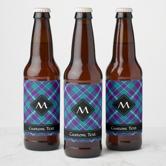 Sea Green, Purple and Blue Tartan Beer Bottle Label (Bottles)