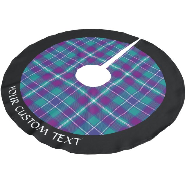 Sea Green, Purple and Blue Tartan Brushed Polyester Tree Skirt (Angled)