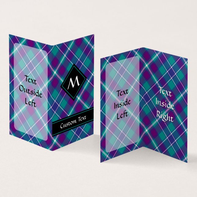 Sea Green, Purple and Blue Tartan Business Card (Inside and Outside)