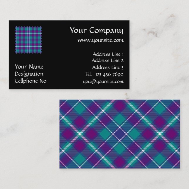 Sea Green, Purple and Blue Tartan Business Card (Front/Back)