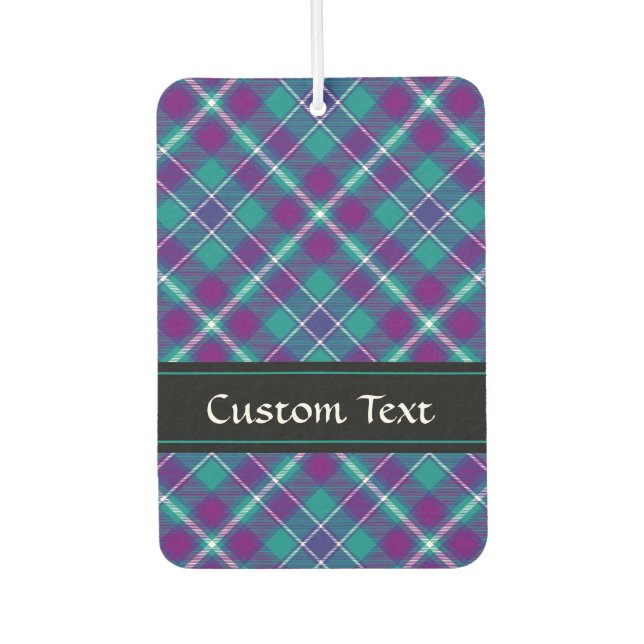 Sea Green, Purple and Blue Tartan Car Air Freshener (Front)