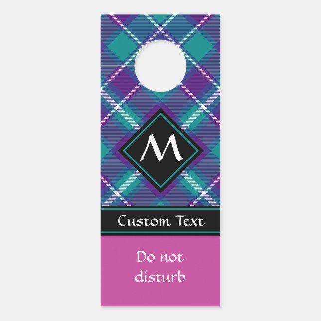 Sea Green, Purple and Blue Tartan Door Hanger (Front)