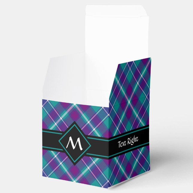 Sea Green, Purple and Blue Tartan Favour Box (Opened)