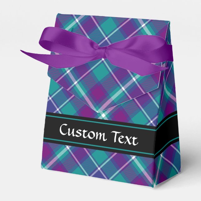 Sea Green, Purple and Blue Tartan Favour Box (Front Side)