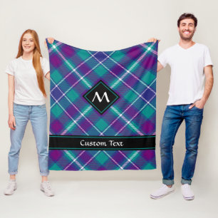 Sea Green, Purple and Blue Tartan Fleece Blanket