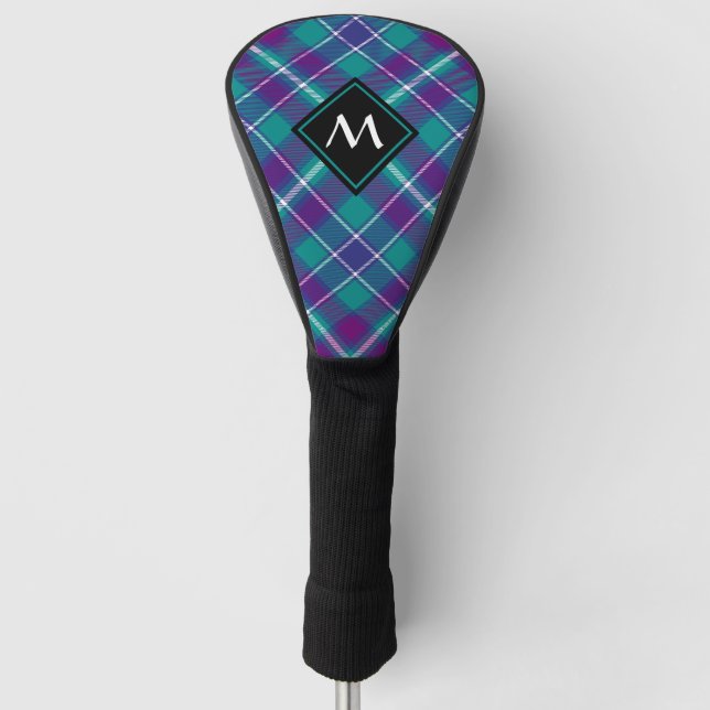 Sea Green, Purple and Blue Tartan Golf Head Cover (Front)