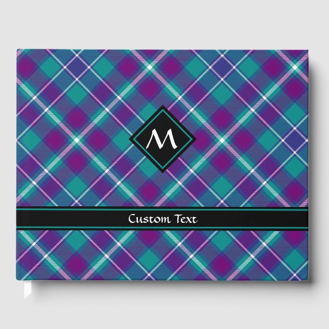 Sea Green, Purple and Blue Tartan Guest Book (Front)
