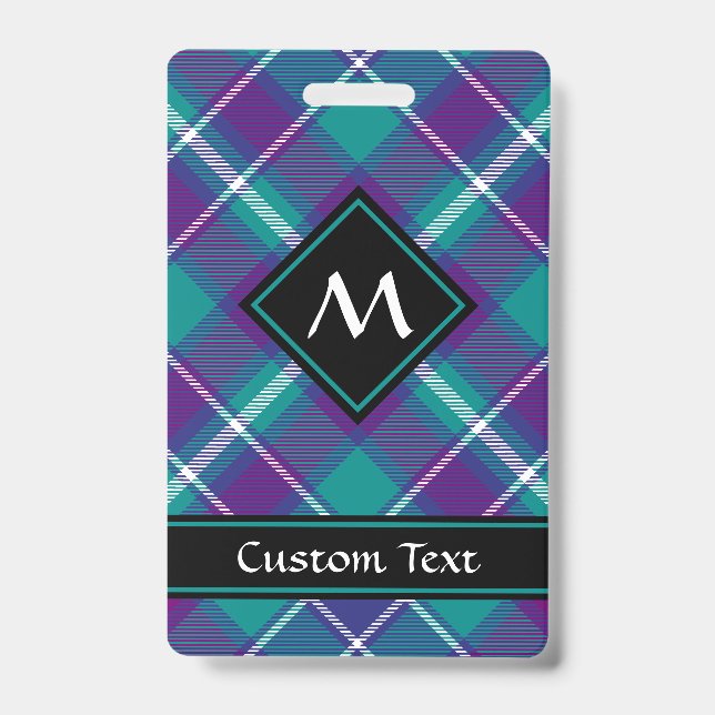Sea Green, Purple and Blue Tartan ID Badge (Front)