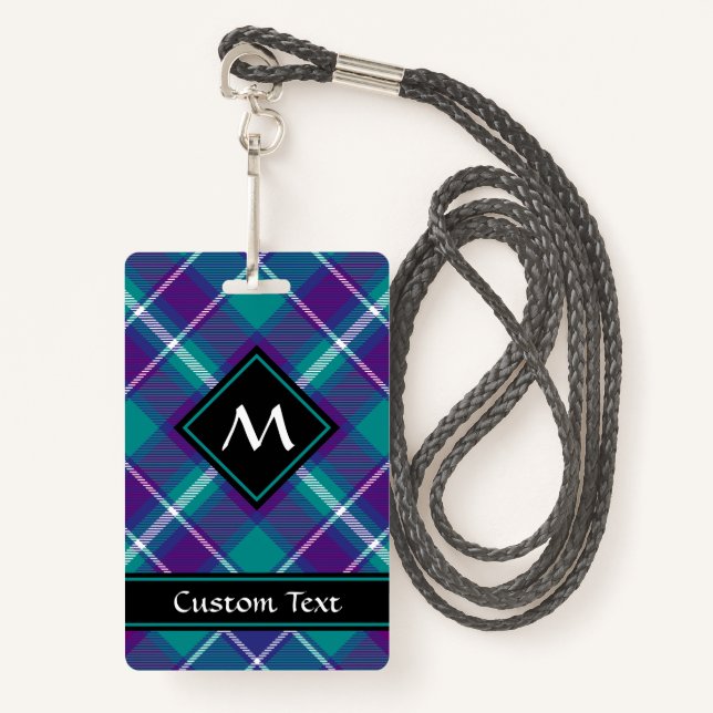 Sea Green, Purple and Blue Tartan ID Badge (Front with Lanyard)