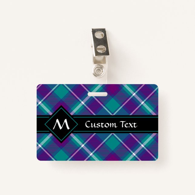 Sea Green, Purple and Blue Tartan ID Badge (Front with Clip)