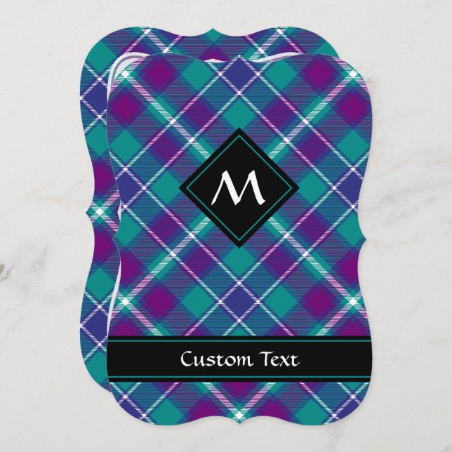 Sea Green, Purple and Blue Tartan Invitation (Front/Back)