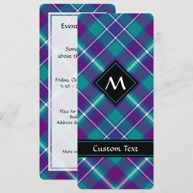 Sea Green, Purple and Blue Tartan Invitation (Front/Back)