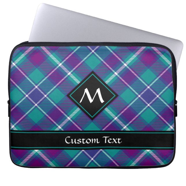 Sea Green, Purple and Blue Tartan Laptop Sleeve (Front)