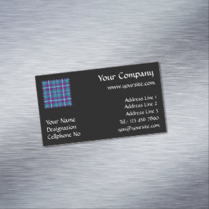 Sea Green, Purple and Blue Tartan Magnetic Business Card