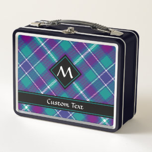 Sea Green, Purple and Blue Tartan Metal Lunch Box