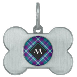 Sea Green, Purple and Blue Tartan Pet ID Tag