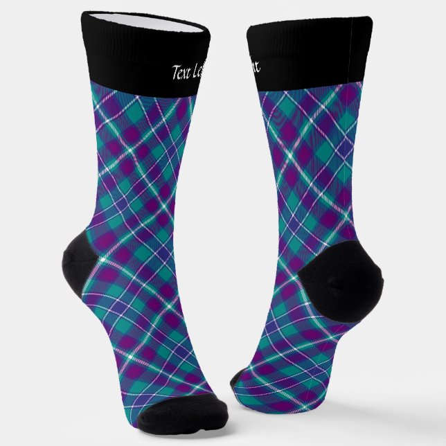 Sea Green, Purple and Blue Tartan Socks (Angled)