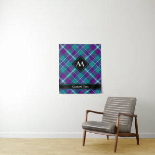 Sea Green, Purple and Blue Tartan Tapestry
