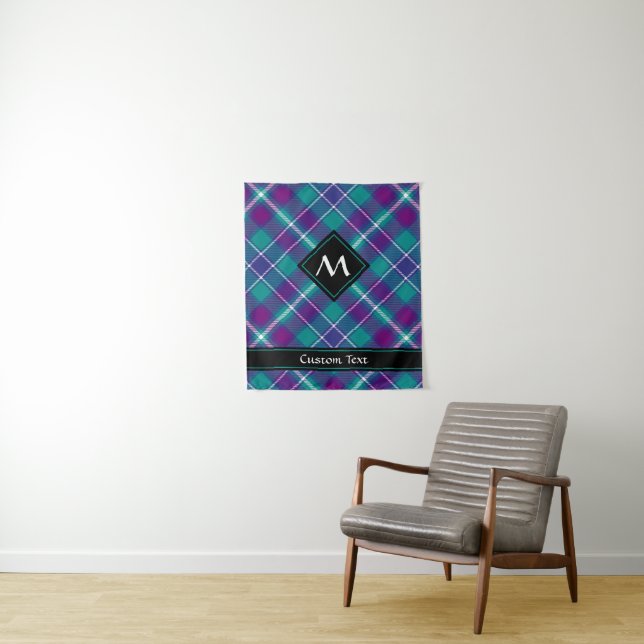 Sea Green, Purple and Blue Tartan Tapestry (In Situ)