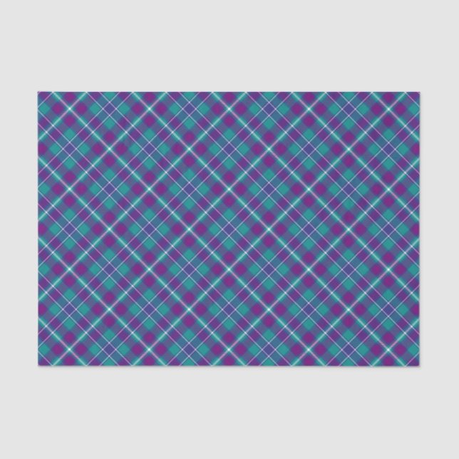 Sea Green, Purple and Blue Tartan Tissue Paper (Front)