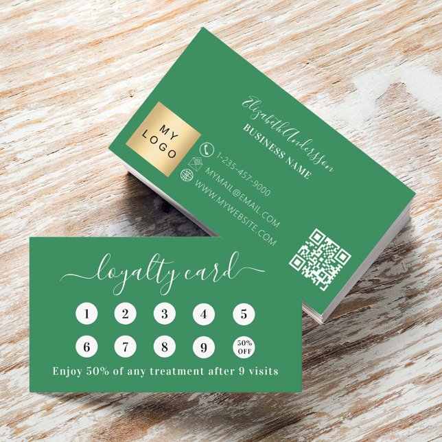 Sea green qr code business logo loyalty card (Creator Uploaded)