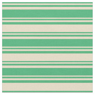 Sea Green & Tan Coloured Lined Pattern Fabric