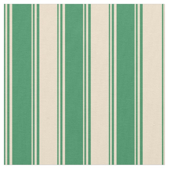 Sea Green & Tan Stripes Pattern Fabric (Close Up)