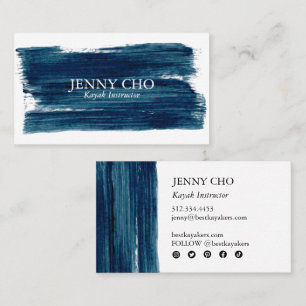 Sea Green Teal Blue Paint Stripe Brushstroke Bold Business Card