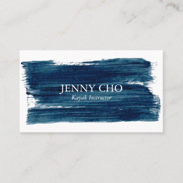Sea Green Teal Blue Paint Stripe Brushstroke Bold  Business Card (Front)