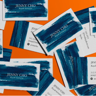 Sea green teal blue paint stripe business card