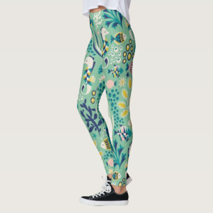 Sea-Green Underwater Fish Leggings